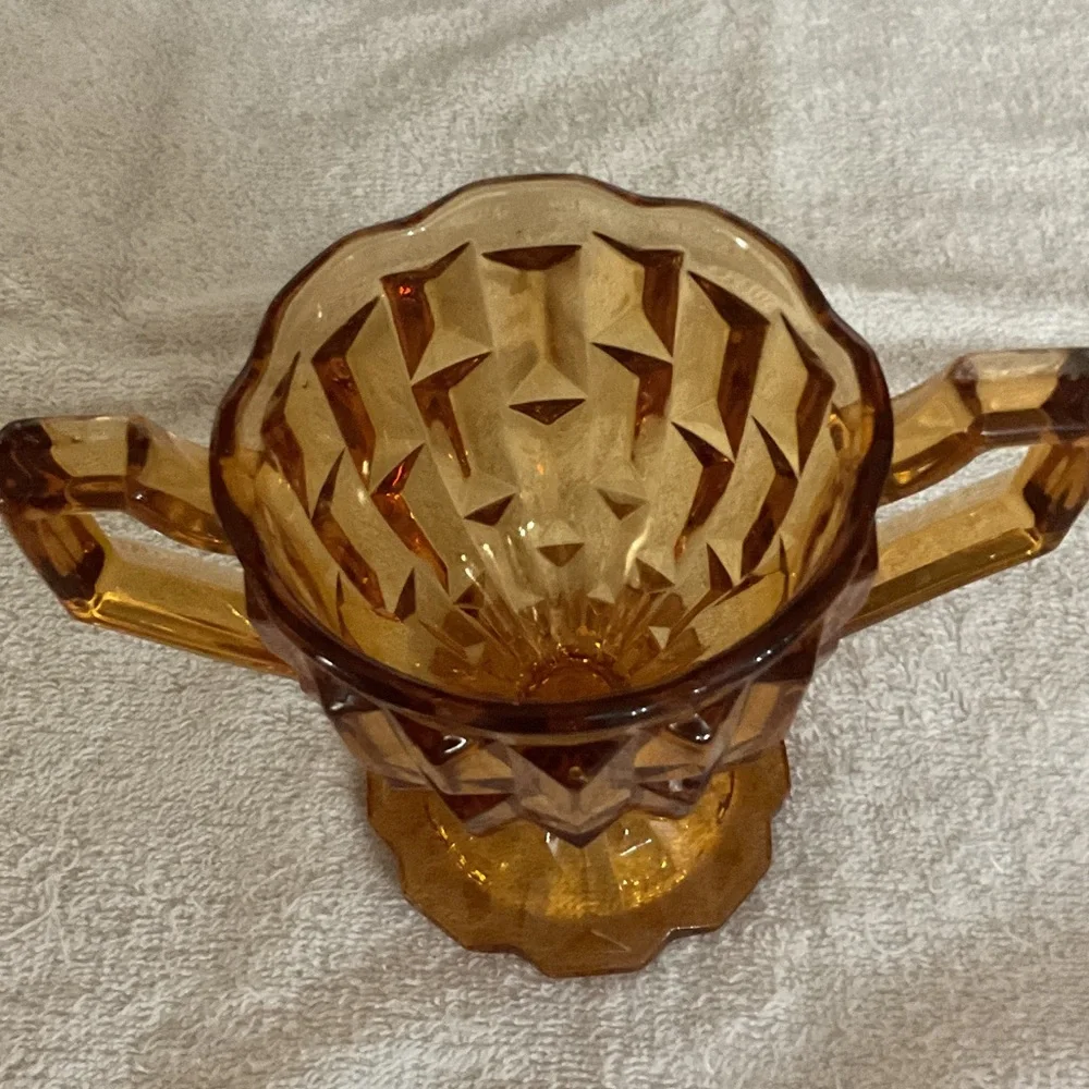 Amber Glass Creamer and Sugar Set